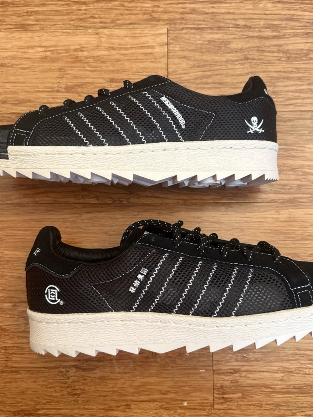 NWOB Adidas x neighborhood Japan collab unisex black and white sneaker women's 7